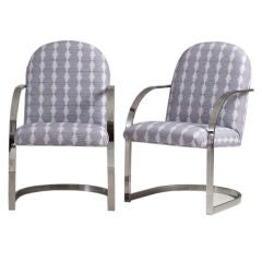 A Set of Six 1960s Chrome Framed Cantilevered Dining Chairs