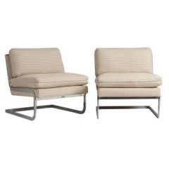 A Pair of 1970s Milo Baughman Style Nickel Plated Chairs