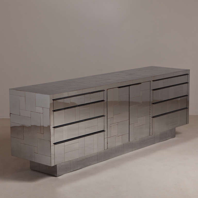 A Paul Evans designed PE 282 Chrome Plated Steel Sideboard from his Cityscape Collection USA circa 1975 signed 