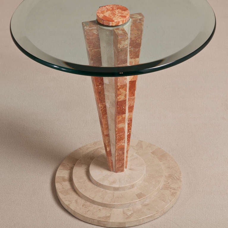 20th Century Art Deco Style Tessellated Stone Pedestal Side Table