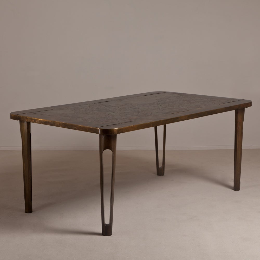 Rare Laverne Designed Bronze and Pewter Centre Table For Sale