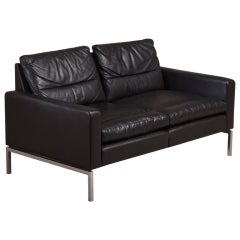 A Chrome Framed Sofa with Buffalo Leather Upholstery 1970s A Chrome Framed Sofa with Buffalo Leather Upholstery 1970s