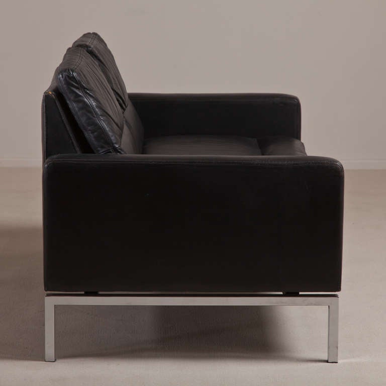 A Chrome Framed Sofa with Buffalo Leather Upholstery 1970s