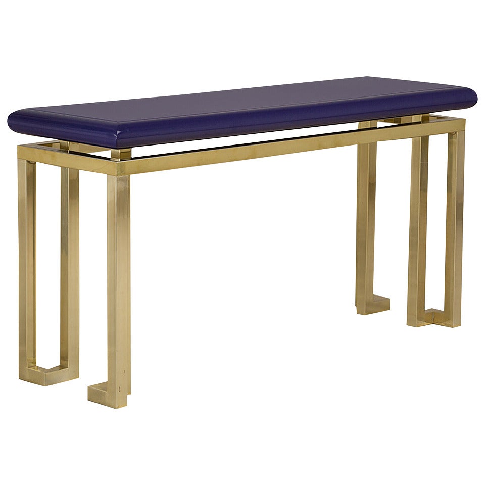 An Iris Lacquered and Anodised Aluminium Console Table 1970s