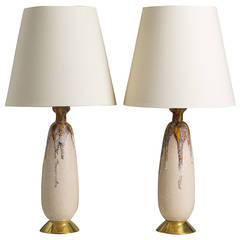 Vintage Large Pair of Ceramic Lava Table Lamps, 1950s