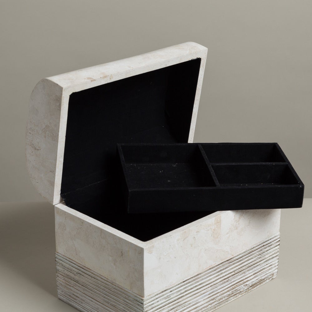 Tessellated Stone and Silverleafed Jewellery Box, 1980s In Excellent Condition In London, GB