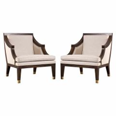 A Pair of Macassar Veneered Armchairs