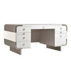 Leon Rosen Desk for Pace with White Striped & Brushed Steel