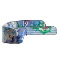 A Two Part Painted Sofa. Based on Chagall's Seminal Work .
