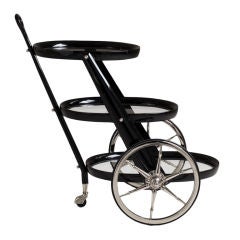 An  Italian Three Tiered Black and Nickel Plated Barcart