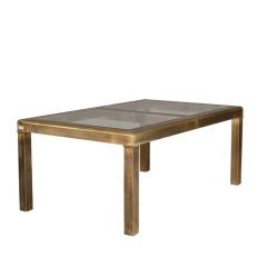 An Extendable Mastercraft designed Brass Framed Table with Inset