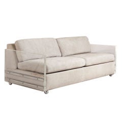 Vintage A Lucite Ended Sofabed with Chrome Metal Detailing