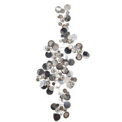 A Large Curtis Jere Nickel Raindrops Metal Wall Sculpture