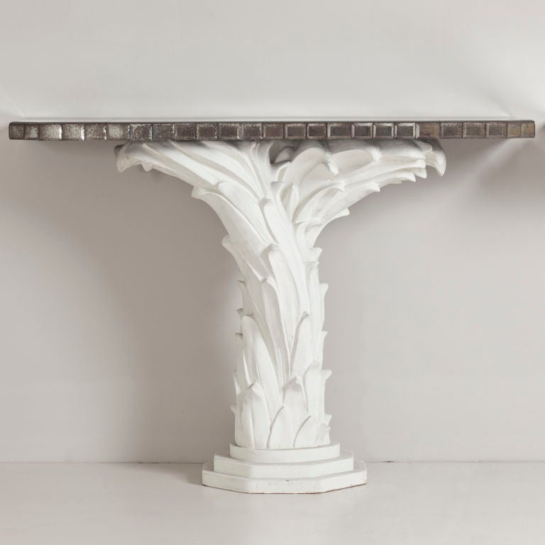 A Pair of Plaster Console Tables with Mirrors in the manner of Serge Roche