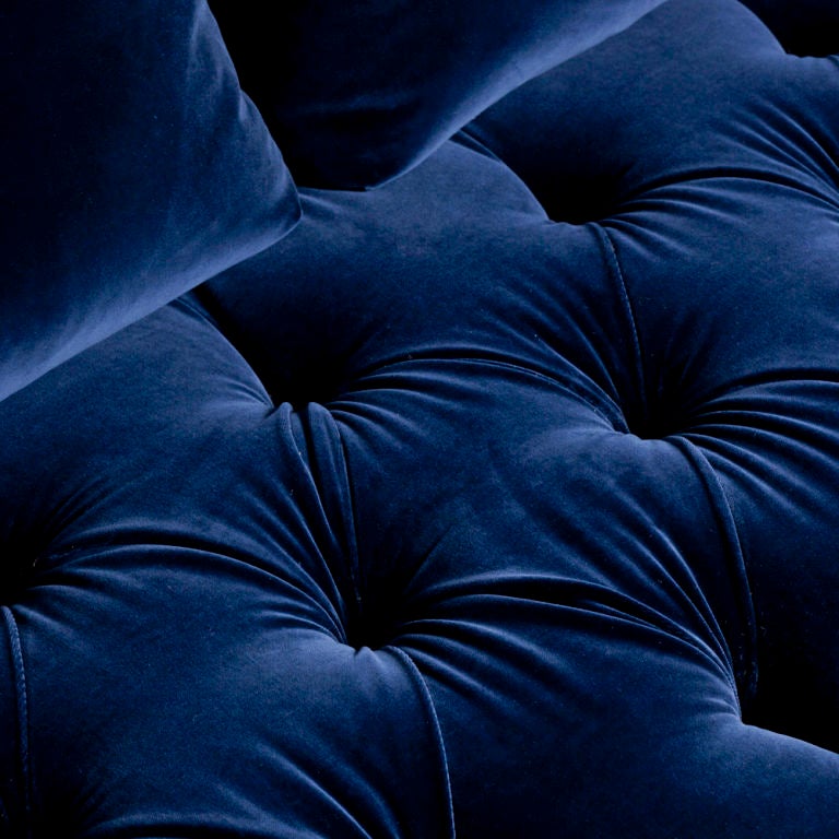 British A Custom Made Blue Velvet Upholstered Sofa by Talisman For Sale