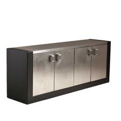 A Paul Evans for Pace Steel and Leather Four Door Sideboard