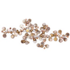 A Large Brass Curtis Jere Raindrops Wall Sculpture USA signed an