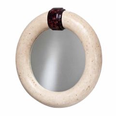 A Stone Veneered Maitland Smith Designed Mirror with Horn