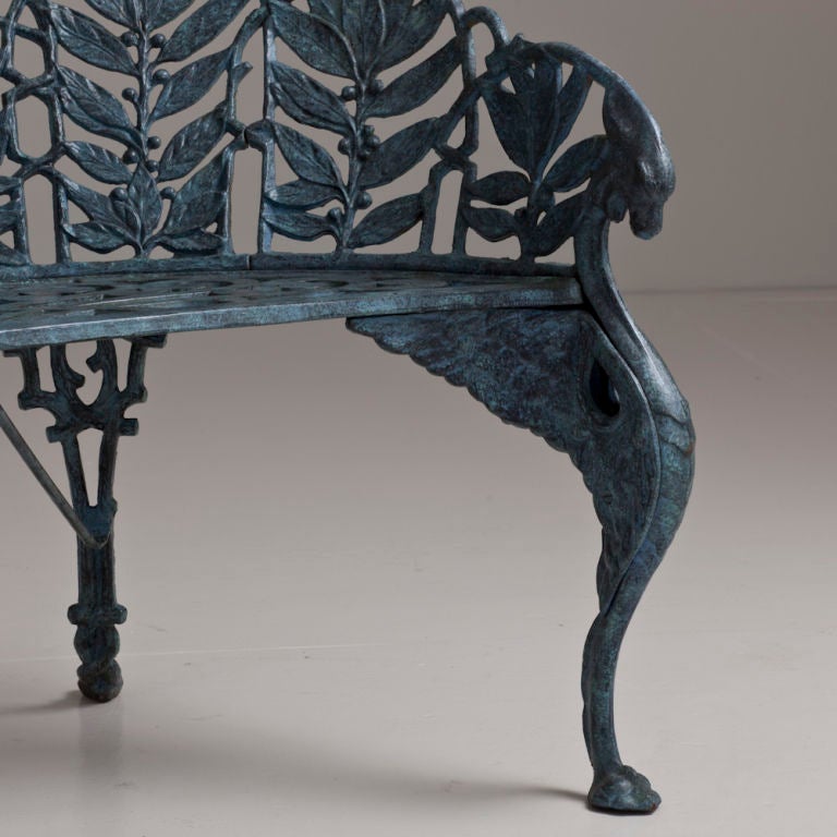 A 20th Century Laurel Leaf Pattern Cast Iron Bench by American Foundry Hart