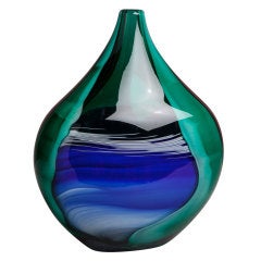 A Rare Toso Vase in Marbled Blue, Green, Red and White