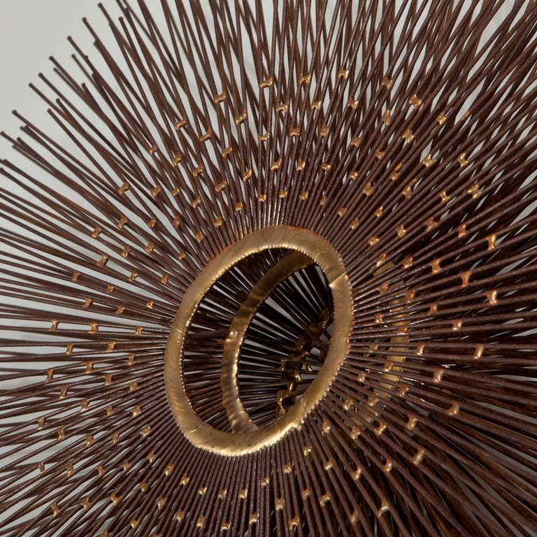 A Brass and Bronze Patina Starburst Wall Sculpture 1970s In Good Condition In London, GB