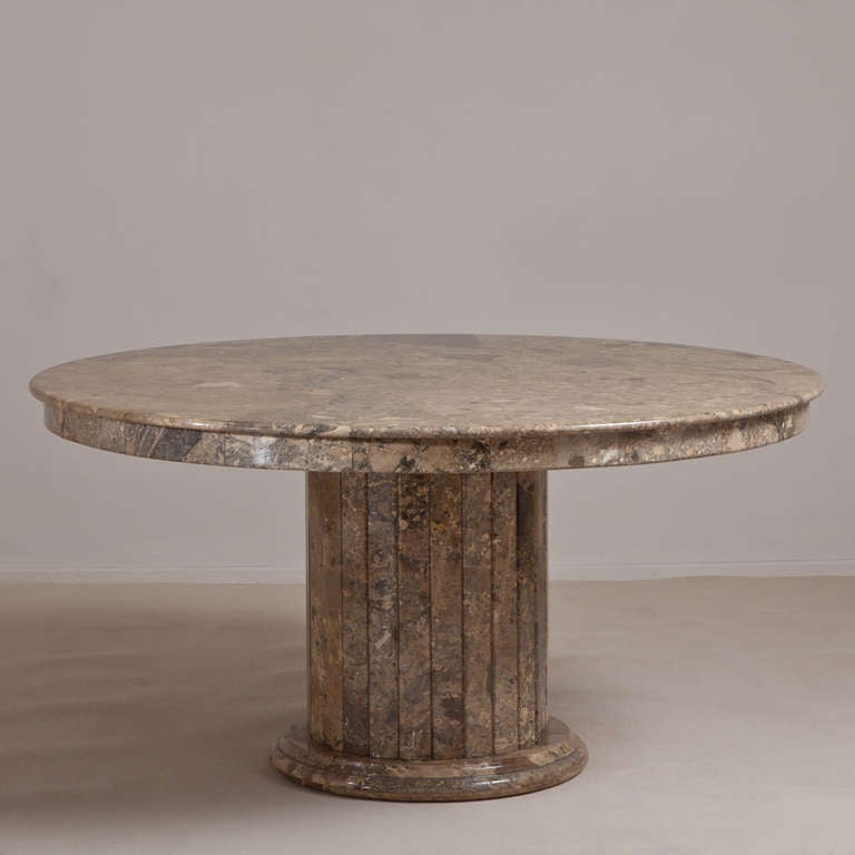 A large Italian circular marble centre table, 1980s.

NB: These items are subject to a further discount over and above the trade when exported outside the EU of 20%.