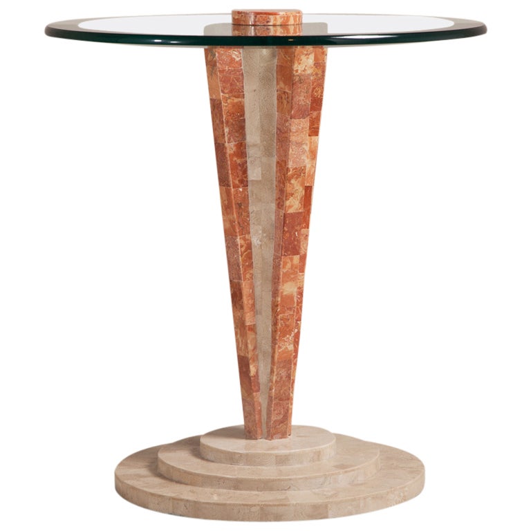 Art Deco Style Tessellated Stone Pedestal Side Table