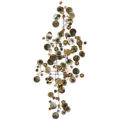 A Brass Raindrops Wall Sculpture by Curtis Jere 1972 signed