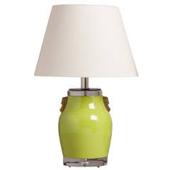 Single Lime Green Ceramic Table Lamp 1970s 6