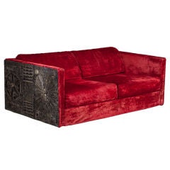 A Red Velvet Adrian Pearsall Designed Sofa USA Late 1960s