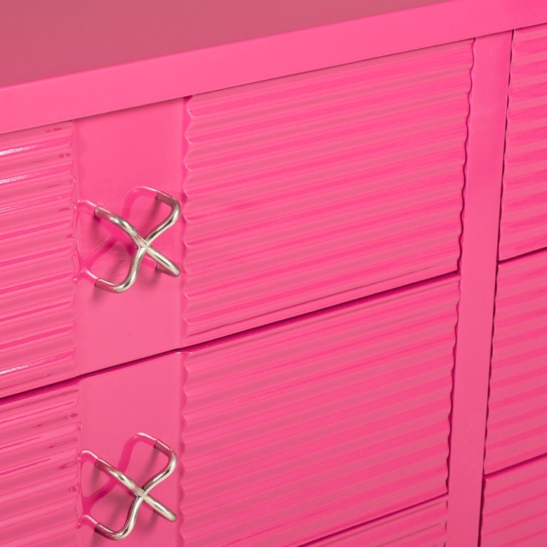 Mid-20th Century A Bright Pink Lacquered Six Drawer Commode