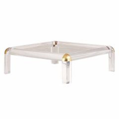 A Lucite and Brass Cornered Coffee Table