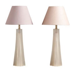 A Pair of Art Deco Style Sandblasted Lucite Lamps by Paolo Gucci