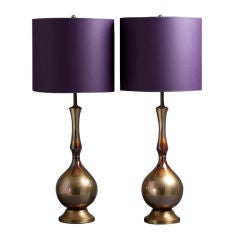 A Pair of 1950s Pearlescent Glass Table Lamps