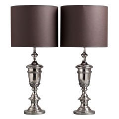 A Pair of  Nickel Plated Table Lamps by Stiffel USA 1950s