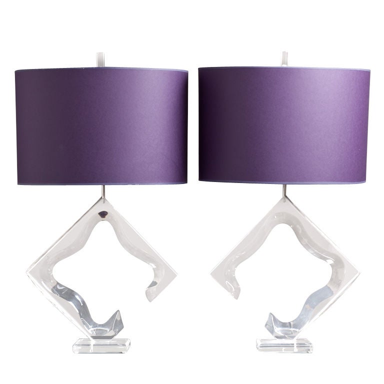 A Pair of  Van Teal Designed  Part Diamond Shaped Lamps