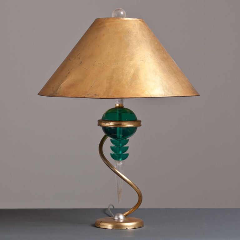 A Van Teal Designed Turquoise and Clear Lucite Sculptural Lamp