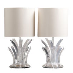 A Pair of 1970s Spiked Lucite Table Lamps