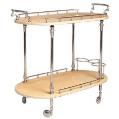 Vintage An Italian Yellow Lacquered Goatskin Aldo Tura designed Bar Cart