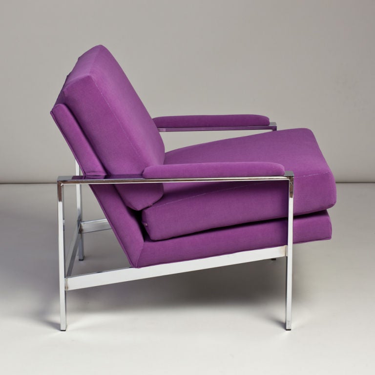 Late 20th Century A 1970s Single Milo Baughman Designed Nickel Framed Chair