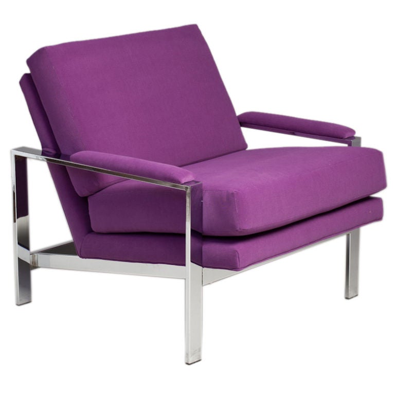 A 1970s Single Milo Baughman Designed Nickel Framed Chair