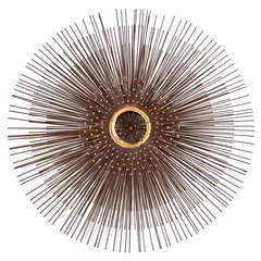 A Brass and Bronze Patina Starburst Wall Sculpture 1970s