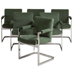 Set of Six Nickel-Plated Cantilever Armchairs, 1970s 11