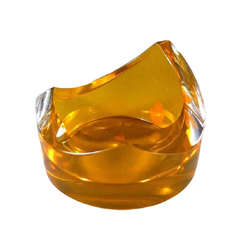 An Amber Seguso Glass Ashtray Stamped