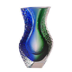 A Large Blue and Green Mandruzzato Vase