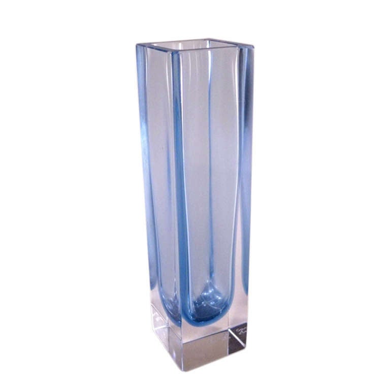 Rectangular Murano Sommerso Glass Vase For Sale at 1stdibs