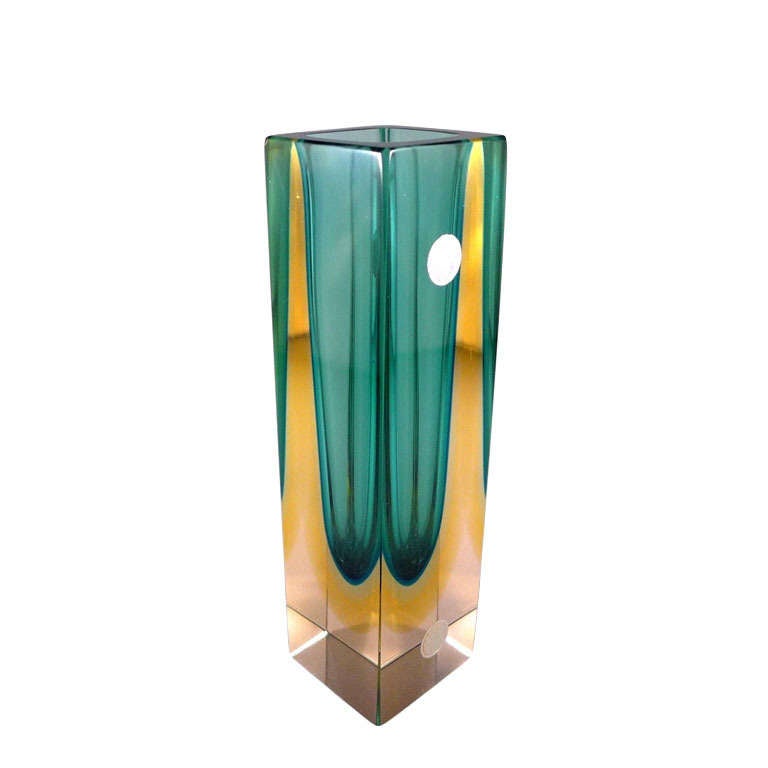 A Rectangular Murano Sommerso Glass Vase For Sale at 1stdibs