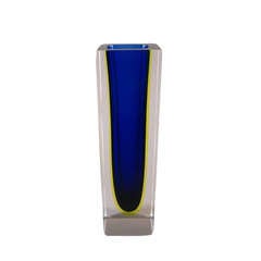 A Rectangular Murano Sommerso Glass Vase