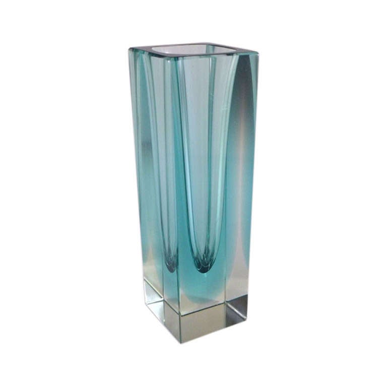 A Rectangular Murano Sommerso Glass Vase For Sale at 1stdibs