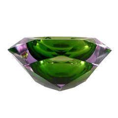 A Large Rare Faceted Murano Sommerso Glass Bowl